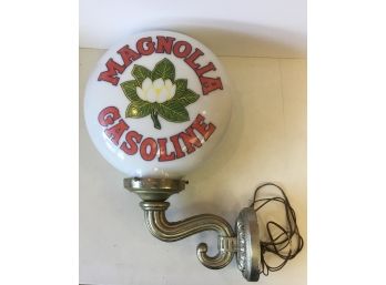 Antique Magnolia Gasoline 2 Sided Porcelain Light Up Sconce Milk Glass