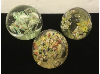 Vintage Fabulous Trio Of Paperweights