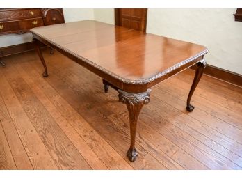 Antique Carved Wood Dining Room Table With Ball And Claw Feet