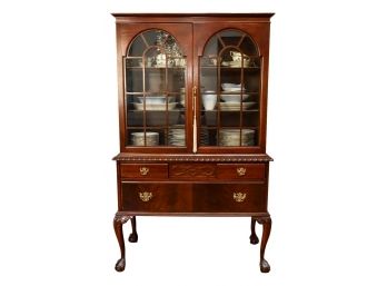 Stunning Antique Carved Mahogany China Cabinet With Ball And Claw Feet