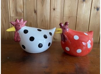 LILLIAN AUGUST Polka Dot Roosters Pair