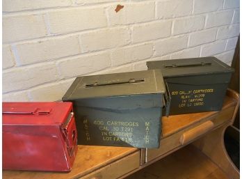 Set Of Three  Military Cartridge Boxes
