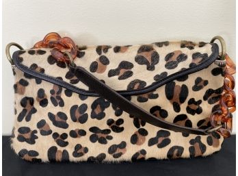 DANA Leopard Print Bag With Faux Tortise Shell And Leather Handle