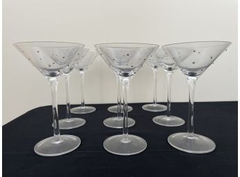 Nine Martini Glasses With Gold Dots China