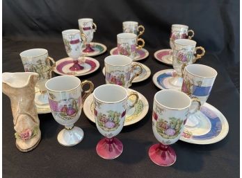Vintage  Tea Cups, Saucers  And Capodimonte Ceramic Boot