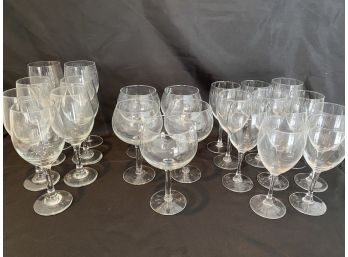 Twenty Three Wine Glasses Various Sizes