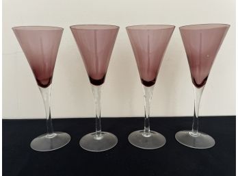 Four Amber Wine Glasses