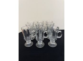 Nine Glass Coffee Mugs