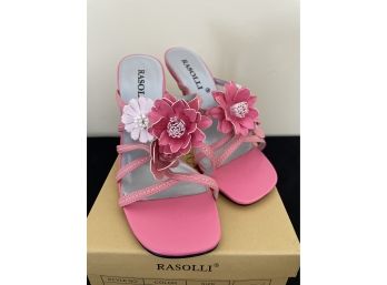 RASOLLI Multi Pink Heels With Flowers Size 7.5