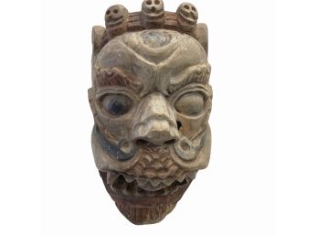Antique Hand Carved Wood Chinese? Demon Mask