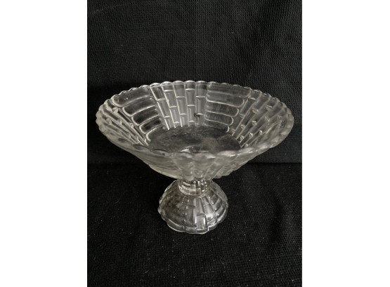 Basket Weave Style Glass Bowl With Stem
