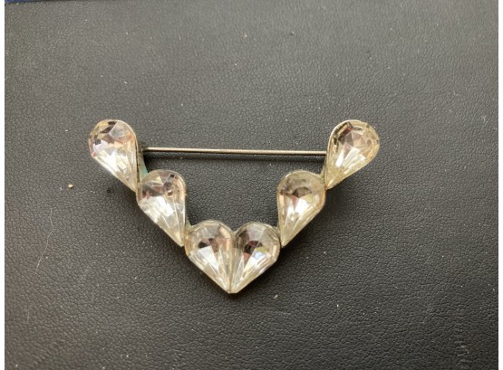 Vintage Pendant Of Rhinestones Set In A 'v' Shape Looks Like A Possible Stamp On The Back