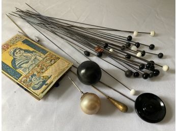 Large Vintage Lot Of Hat Pins And Sewing Pins
