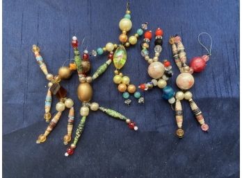 Group Of 5 Vintage Beaded People Ornaments
