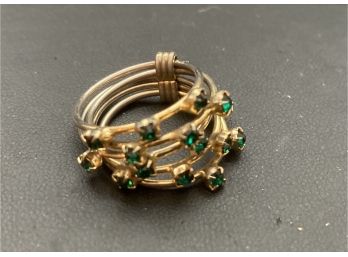 Gold Tone Ring With Green Stones