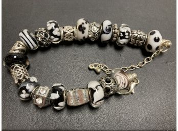 Charm Bracelet Black And White With Addition Charms