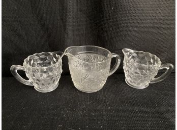 Three Cut Glass Cream Containers - Two Match