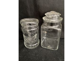 Two Glass Jars With Lids