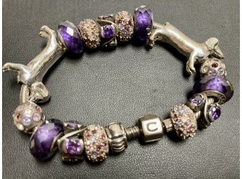 Camilia Charm Bracelet With Dachshunds Some Marked 925