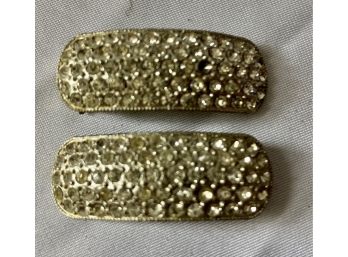 Vintage Rhinestone Shoe Clips Bowed (belt, Scarf, Lapel Or Jacket Clips)