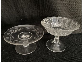 Two Stemmed Glass Pieces