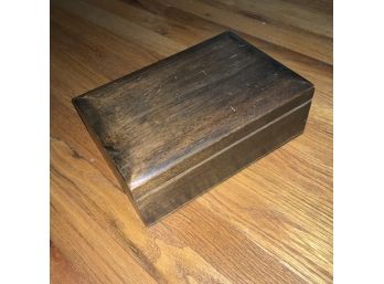 Antique Metal Lined Wood Cigar Stash Box