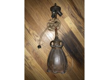 Spectacular Antique Art Nouveau Bronze 3 Light Lamp