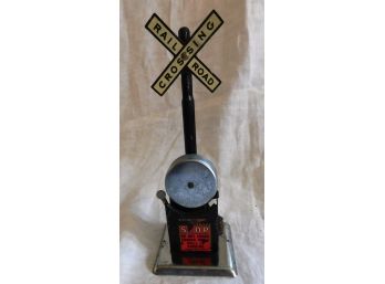Vintage Marx Railroad Crosiing STOP SIGN With Bell