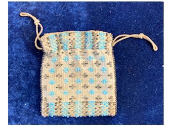 Sweet Little Beaded Pouch Purse With Blue Beads