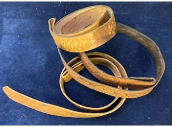 THREE Vintage Tooled Leather Belts, Ladies, Small