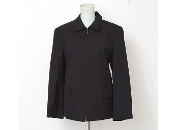 Talbots Black Wool Zip Up Jacket, Size 14