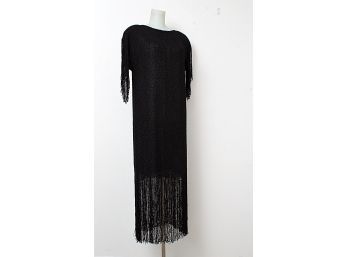 Vintage Panache Black Hand Loomed Dyed Fringe Dress