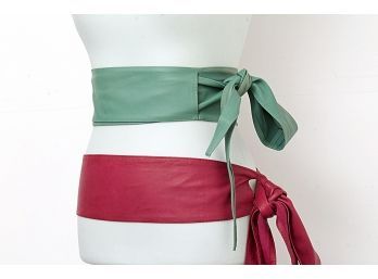 Two Soft Leather Wrap Belts