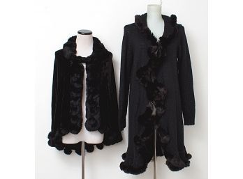 Fur Trimmed Cape & Sweater Duster