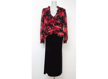Cattiva Floral Silk Button Front Top, Size 16 & Cattiva Skirt, Size M