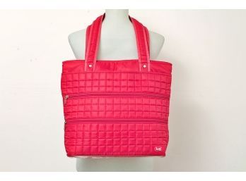 Lug Zippered Quilted Tote In Hot Pink