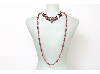 Amethyst Tone Stone And Bead Necklaces