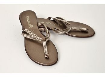 NEW! Toscanella 'Mel' Jeweled Flip Flops, Size 7.5