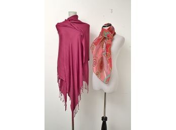 Pink Circle Geometric And Solid Plum Fashion Scarves