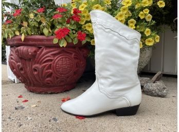White Leather Boots, Size 9