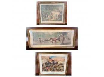 3 Framed Prints (first At Vicksburg, Cottagers, People On A Trail)