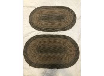 Pair Of Oval Woven Rugs