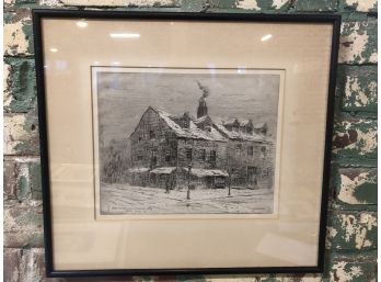 The Old Hudson Taverne 1878 Etching Signed By Frederick Leo Hunter!