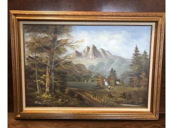 Signed Mountain Scene Painting