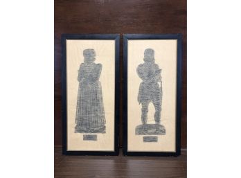 2 English Brass Rubbings Of The Wadham Couple