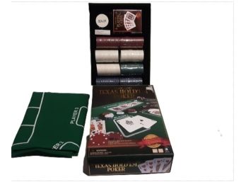 Poker Set Card Chips Mat Ready To Go