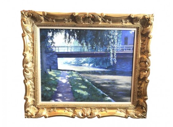 Impressionist -style Summer Landscape Oil On Canvas Painting Signed By W Drexler In Gilt Frame