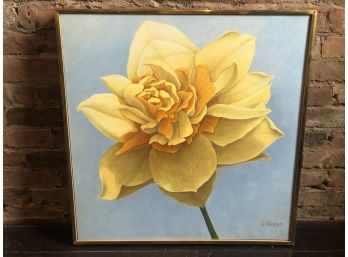 Beautiful Canvas Painting Of Flower Signed By J. Harper
