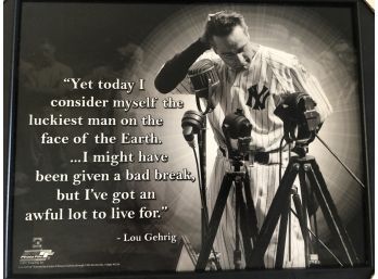 Framed Lou Gehrig Famous Quote