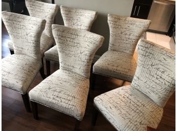 Six Beautiful Fabrique French Script Chairs